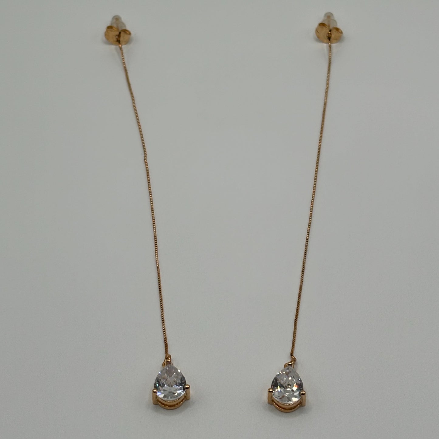 Delicate Dewdrops: The Teardrop Diamond Threader Earrings