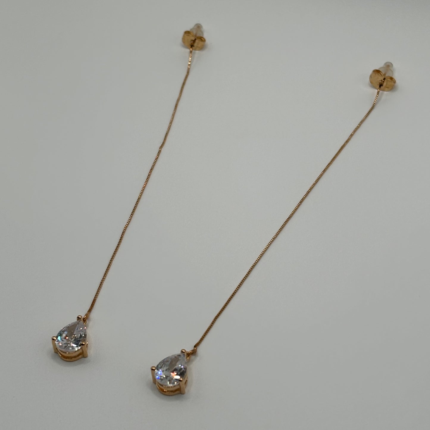 Delicate Dewdrops: The Teardrop Diamond Threader Earrings