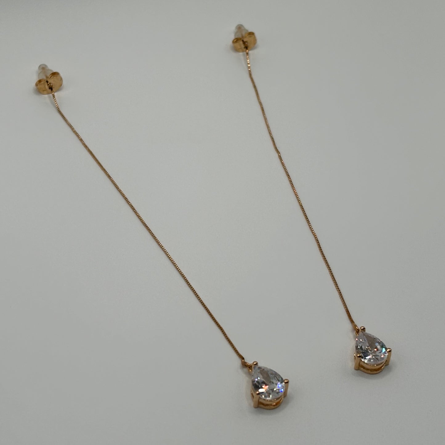 Delicate Dewdrops: The Teardrop Diamond Threader Earrings