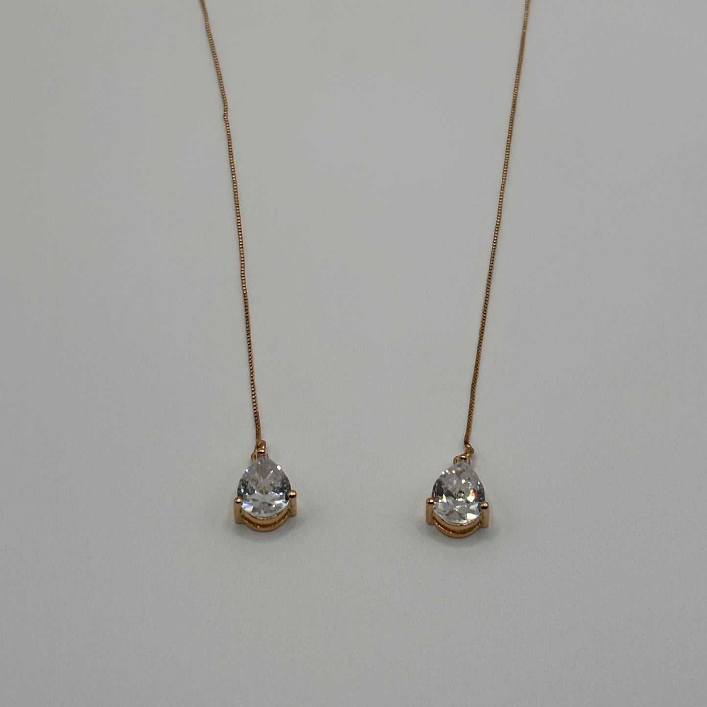 Delicate Dewdrops: The Teardrop Diamond Threader Earrings