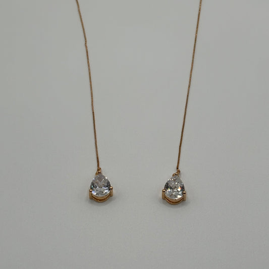 Delicate Dewdrops: The Teardrop Diamond Threader Earrings